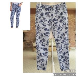 Vineyard Vines Island Scene Pants Ankle Skinny 6 Blue Tropical Skinny Striped